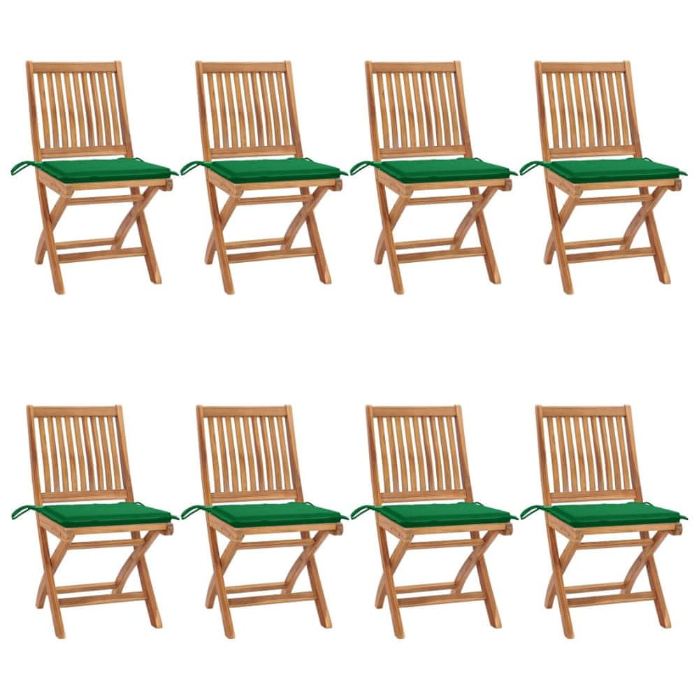 Petromila vidaXL Skladacie záhradné stoličky s podložkami 8 ks tíkový masív